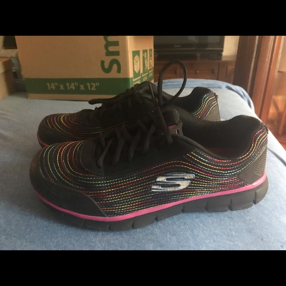 Rare rainbow sketchers steel toe work shoe size 11